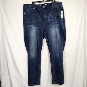 Seven7 Women's Tummyless High Rise Comfortable Stretch Skinny Jean Blue Plus 24W